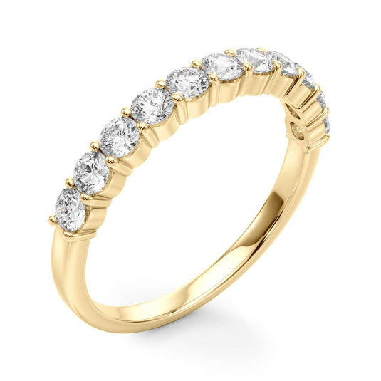 Simple Straight Diamond Wedding Band Yellow Gold Side View