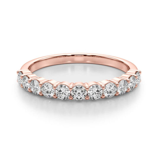 Simple Straight Diamond Wedding Band Rose Gold Top View