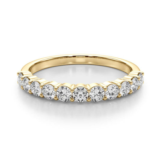 Simple Straight Diamond Wedding Band Yellow Gold Top View