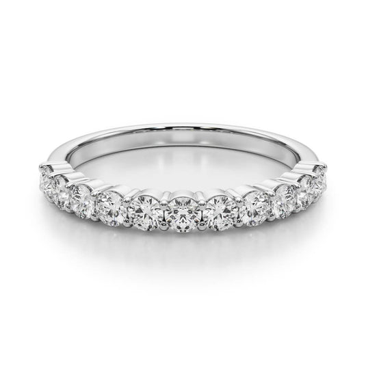 Simple Straight Diamond Wedding Band White Gold Top View