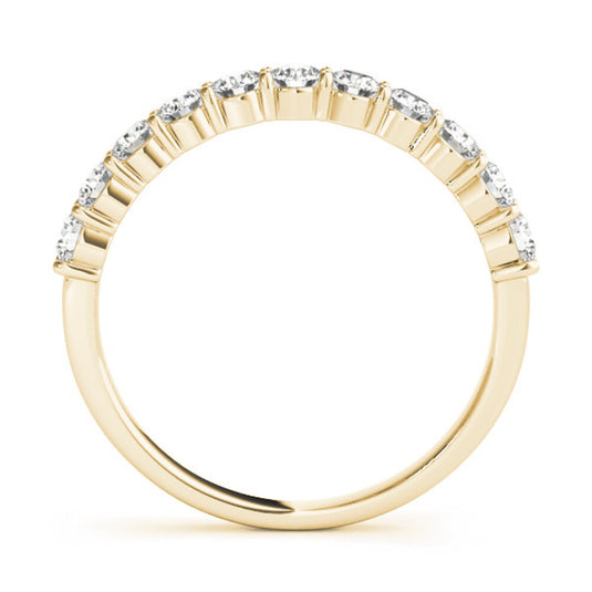 Simple Straight Diamond Wedding Band Yellow Gold Front View