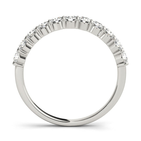 Simple Straight Diamond Wedding Band White Gold Front View