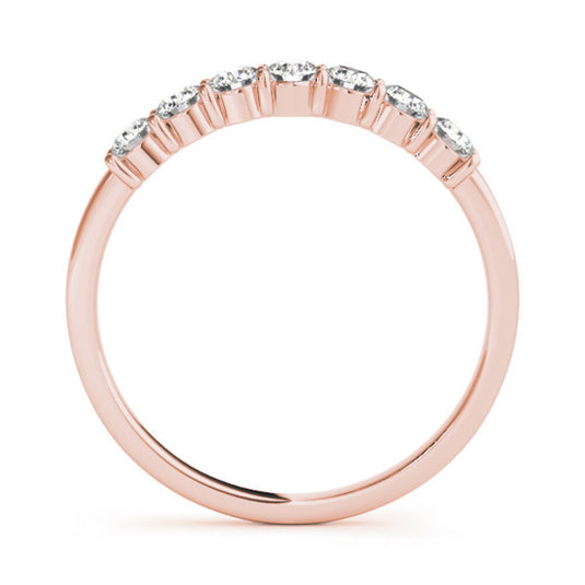 Straight diamond wedding band for women Rose Gold Front View