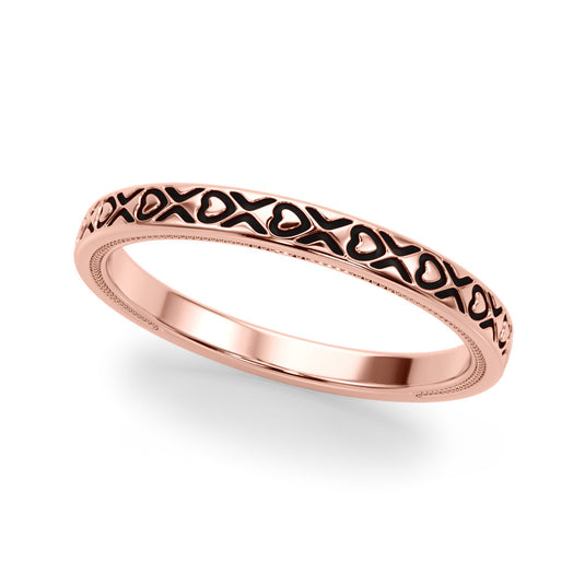 Stackable Women’s Patterned Wedding Band Rose Gold