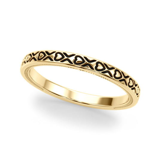 Stackable Women’s Patterned Wedding Band Yellow Gold