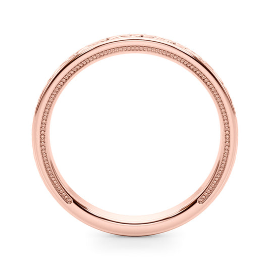 Stackable Women’s Patterned Wedding Band Rose Gold Top View