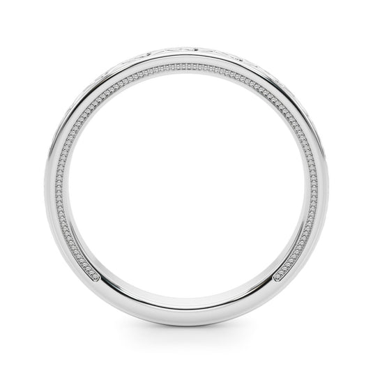 Stackable Women’s Patterned Wedding Band White Gold Top View