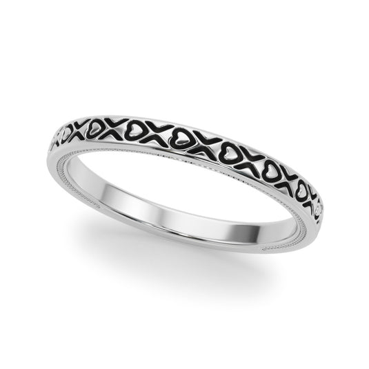 Stackable Women’s Patterned Wedding Band White Gold