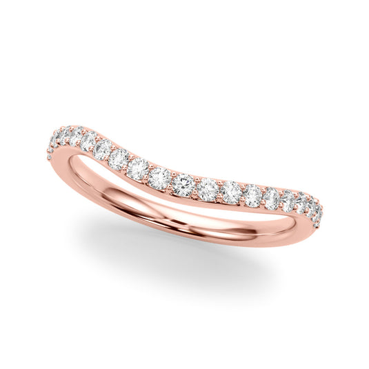 Curved Channel Set Diamond Wedding Band Rose Gold