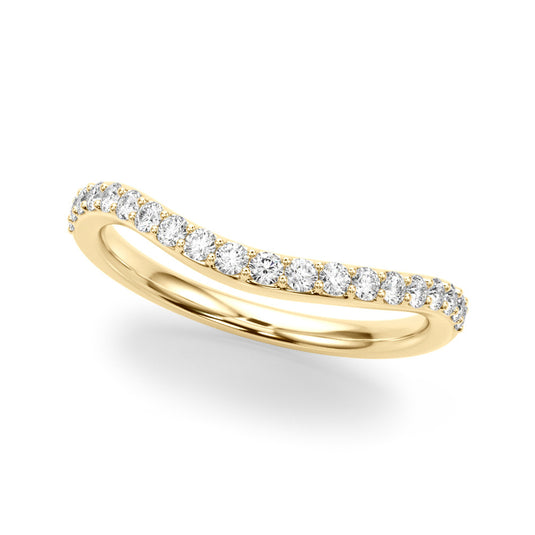 Curved Channel Set Diamond Wedding Band Yellow Gold