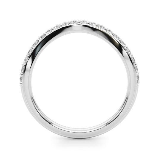 Curved Channel Set Diamond Wedding Band White Gold Top View