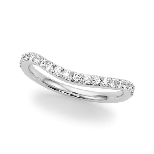 Curved Channel Set Diamond Wedding Band White Gold