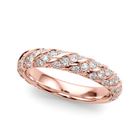 Round Diamond Twisted Wedding Band for Women Rose Gold