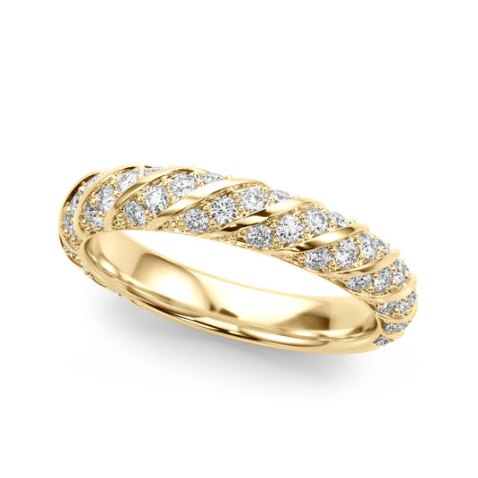 Round Diamond Twisted Wedding Band for Women Yellow Gold