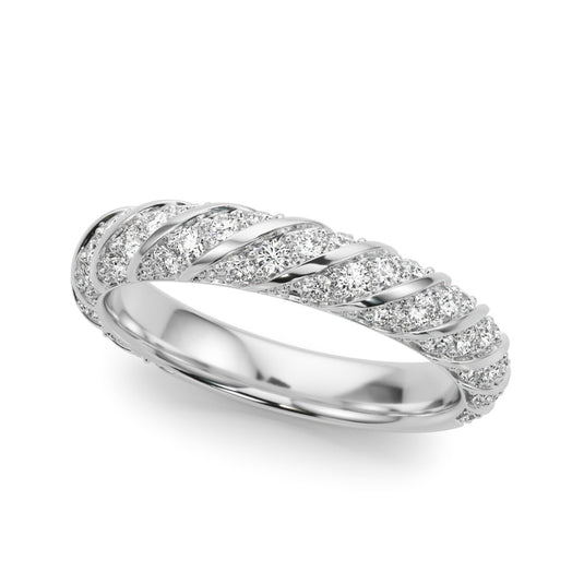 Round Diamond Twisted Wedding Band for Women White Gold