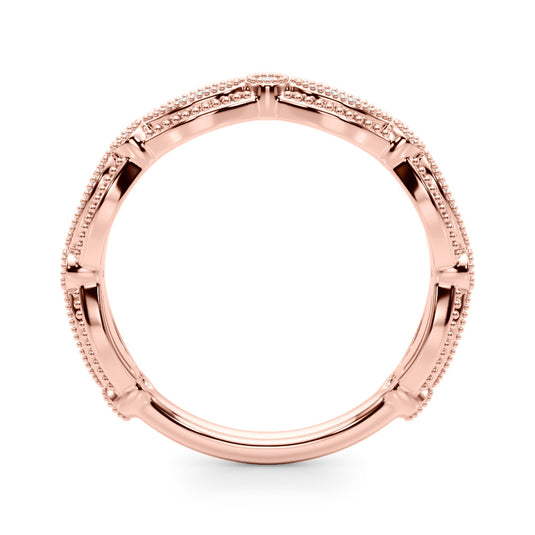 Stackable Diamond Women’s Wedding Band Rose Gold Top View