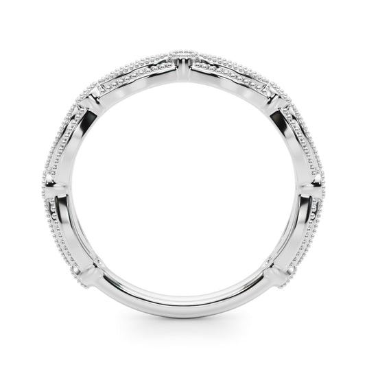 Stackable Diamond Women’s Wedding Band White Gold Top View