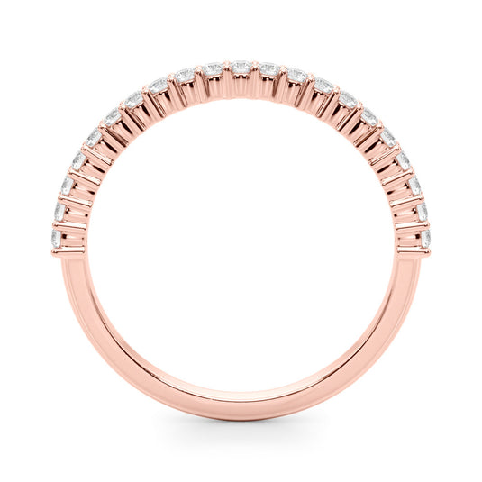 Prong Set Women’s Wedding Band Rose Gold Top View