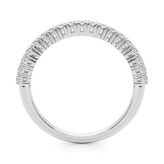 Shared Prong Wedding Band for Women White Gold Top View
