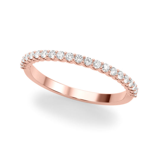Prong Set Round Diamond Wedding Band Rose Gold