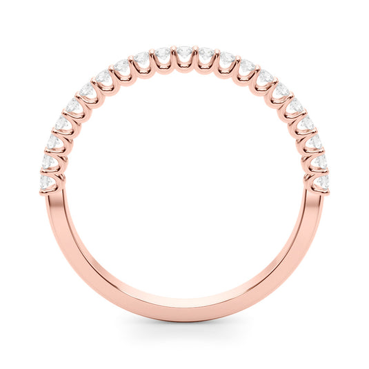 Prong Set Round Diamond Wedding Band Rose Gold Top View