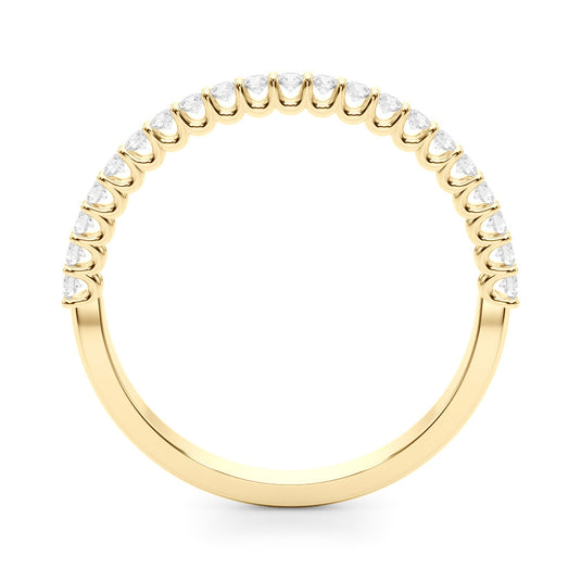 Prong Set Round Diamond Wedding Band Yellow Gold Top View