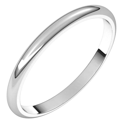Lightweight Comfort Fit Half Round Band White Gold