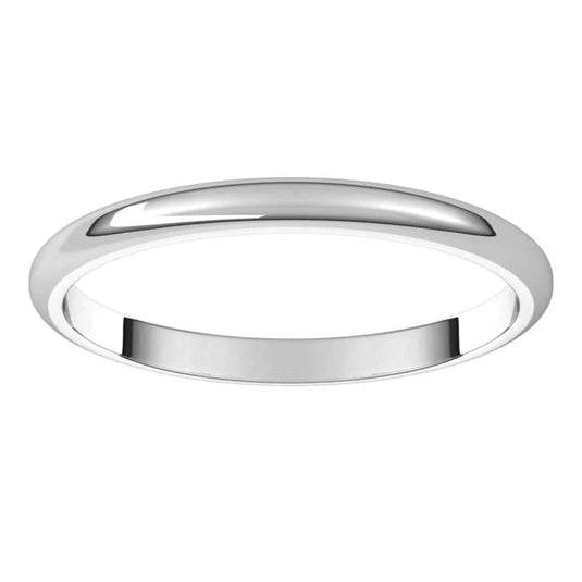 Lightweight Comfort Fit Half Round Band White Gold Side View