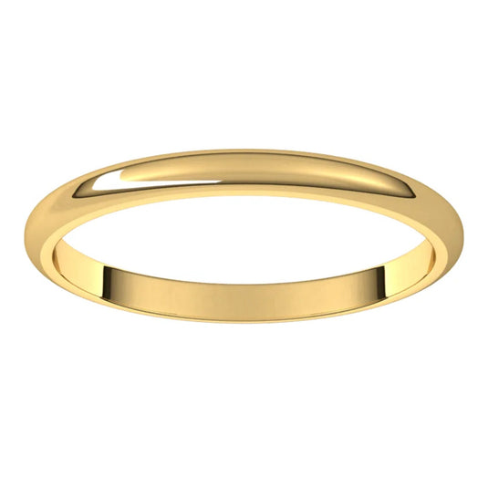 Lightweight Comfort Fit Half Round Band Yellow Gold Side View