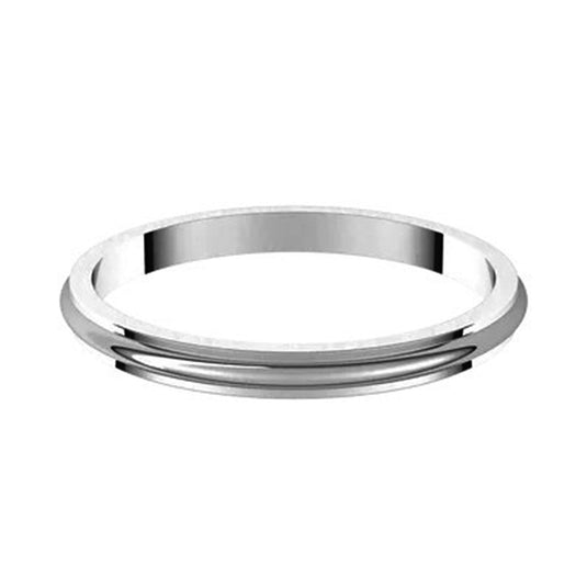 Standard Weight Women’s Half Round Band White Gold Side View