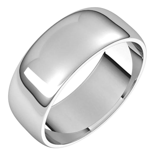 Half Round Wedding Band for Women White Gold