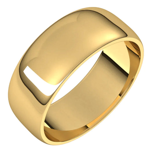 Half Round Wedding Band for Women Yellow Gold
