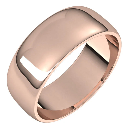Half Round Wedding Band for Women Rose Gold