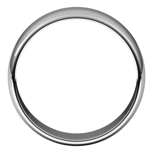 Half Round Wedding Band for Women White Gold Top View