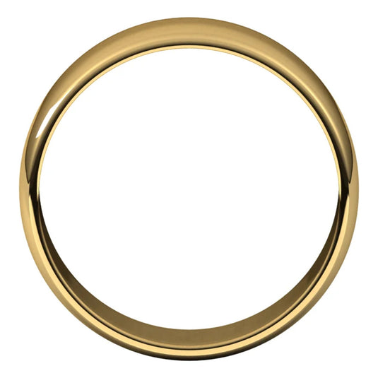 Half Round Wedding Band for Women Yellow Gold Top View