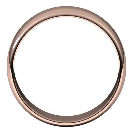 Half Round Wedding Band for Women Rose Gold Top View