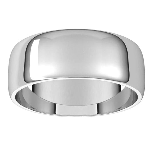 Half Round Wedding Band for Women White Gold Side View
