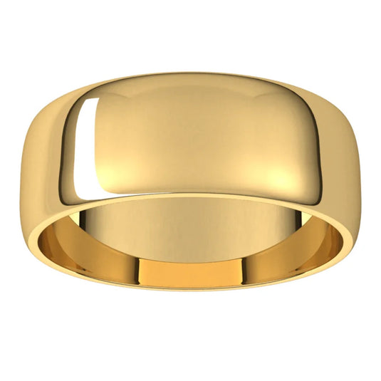 Half Round Wedding Band for Women Yellow Gold Side View
