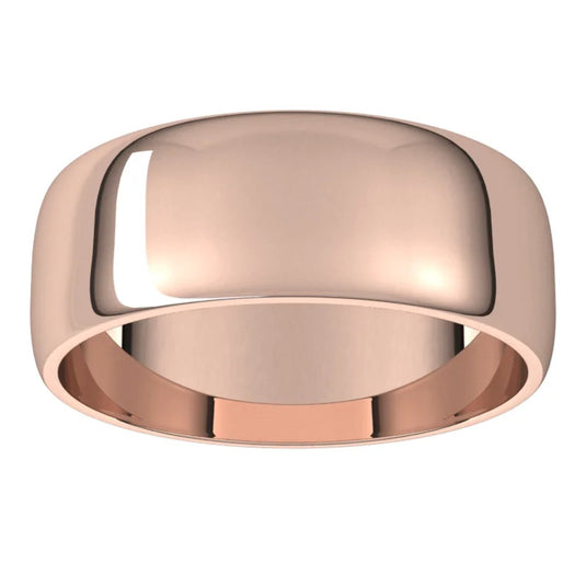 Half Round Wedding Band for Women Rose Gold Side View