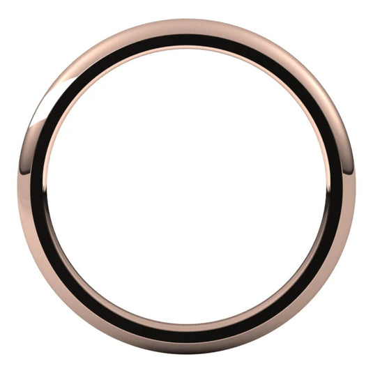 Women’s Half Round Classic Wedding Band Rose Gold Top View