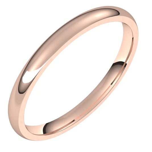 Lightweight Comfort Fit Half Round Band Rose Gold