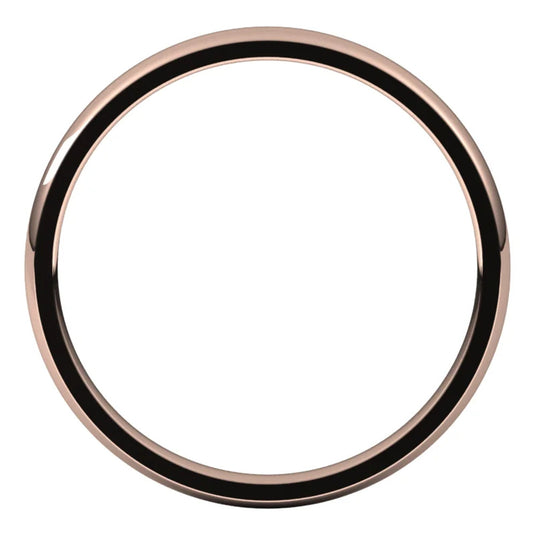 Lightweight Comfort Fit Half Round Band Rose Gold Top View