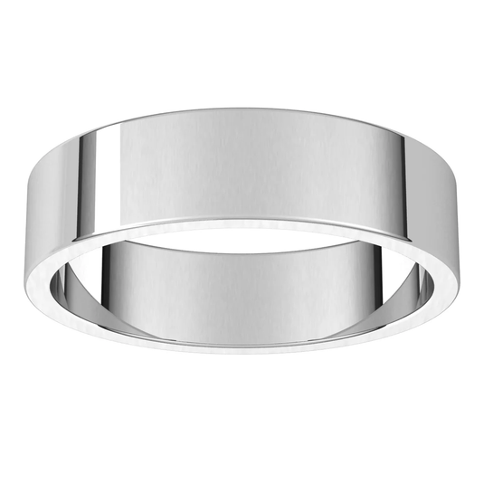 Feminine Flat Wedding Band White Gold Perspective View