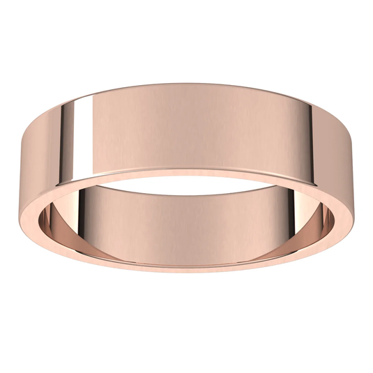 Feminine Flat Wedding Band Rose Gold Side View