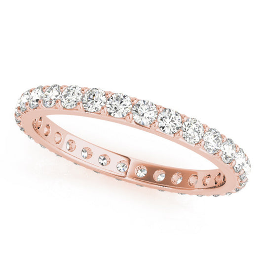 Round Cut Diamond Eternity Band for Women Rose Gold
