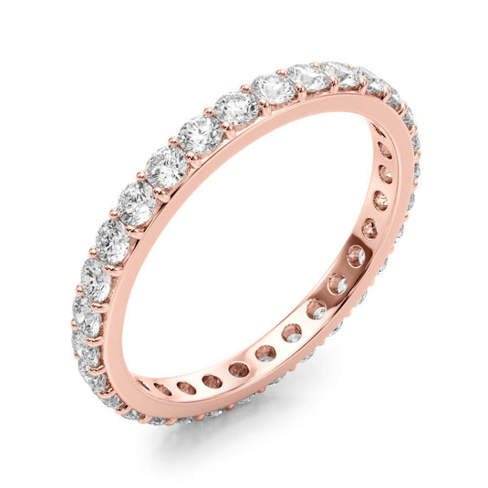 Round Cut Diamond Eternity Band for Women Rose Gold Side View