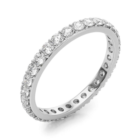 Round Cut Diamond Eternity Band for Women White Gold Side View