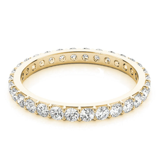 Round Cut Diamond Eternity Band Yellow Gold Cross View