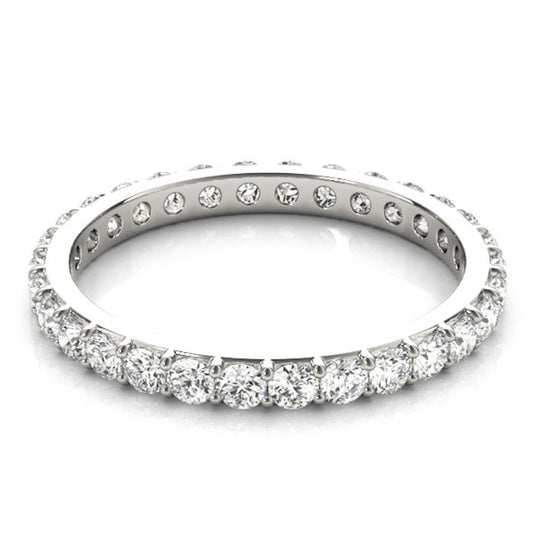 Round Cut Diamond Eternity Band for Women White Gold Cross View