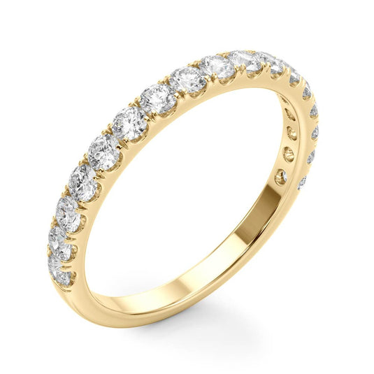 Classic Round diamond wedding band for women Yellow Gold Side View